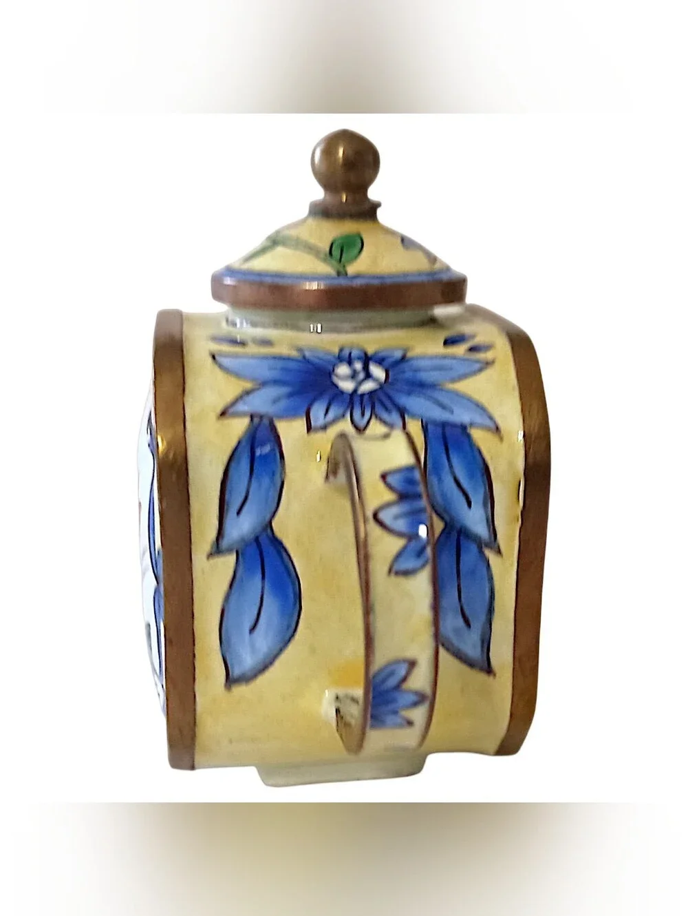Vtg MINI Enameled Floral Teapot Chinoiserie Cloisonne Bloomcore Cottage Diorama
